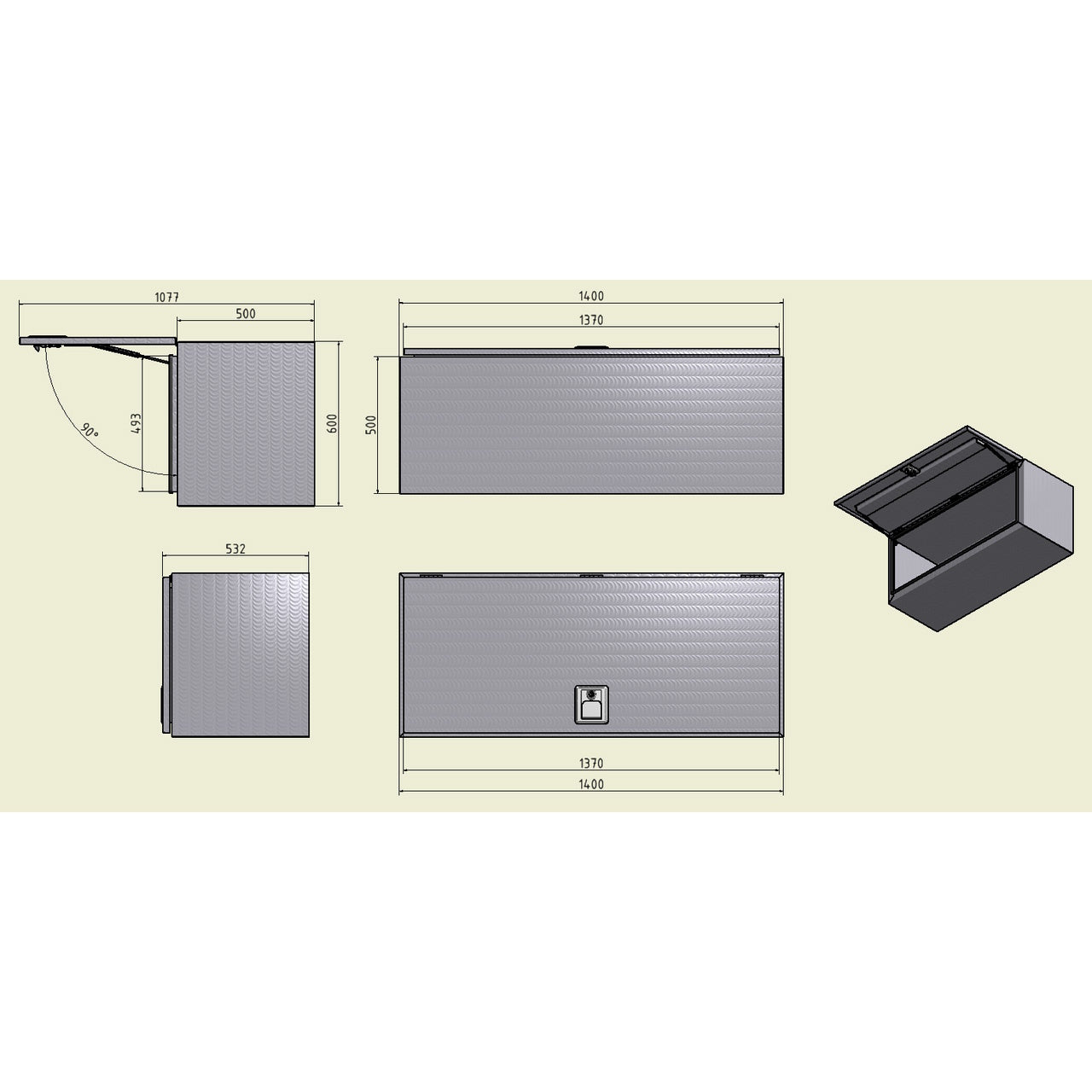 Alubox B 600/500 RAL 7016 anthrazit
