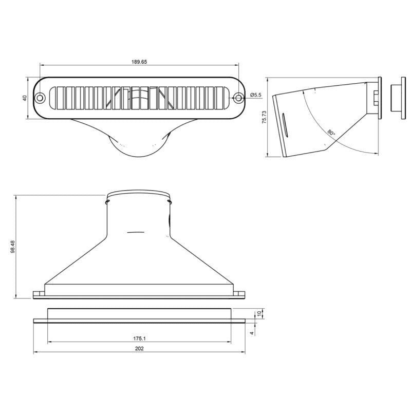 Ausströmer für Standheizung schmal, gerade - für 60mm System