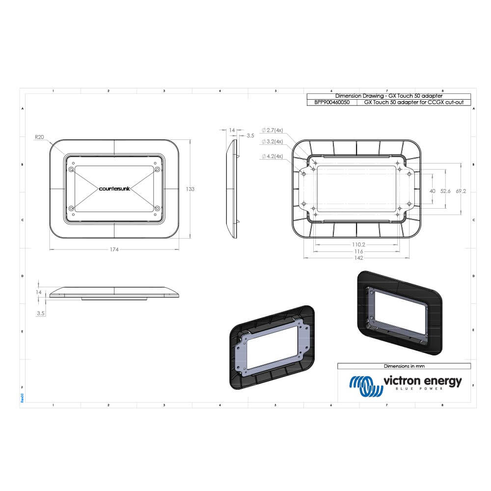 Victron GX Touch 50-Adapter für CCGX-Ausschnitt
