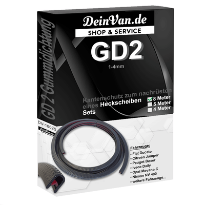 GD2 - Rubber Seal for Retrofittable Tailgate Windows 2x4 Meters 1-4mm