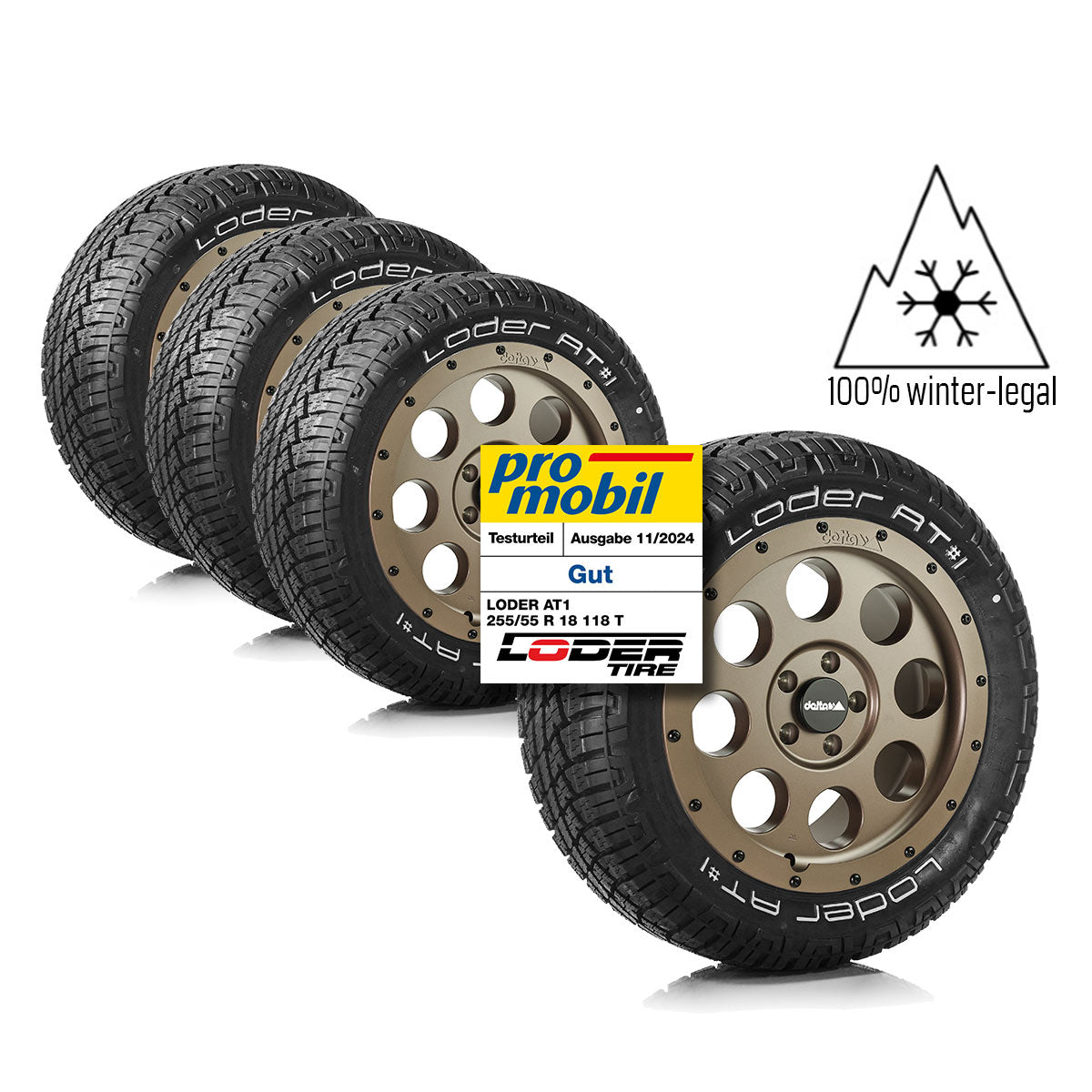 Komplettradsatz Klassik_B Bronze18" mit Loder AT#1 255/55R18 für Fiat Ducato Light, Peugeot Boxer, Citroen Jumper ab 2014 / Opel Movano ab 2021