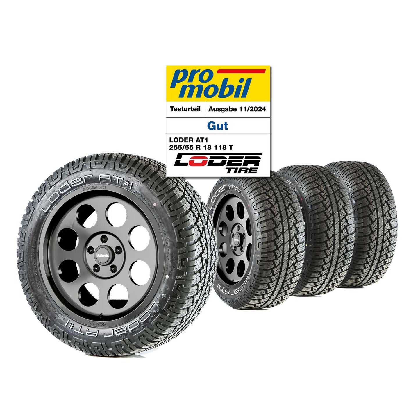 Komplettradsatz Alurad Legacy Schwarz Matt 18x9" mit Loder AT#1 255/55 R18 Sprinter (W907/910 | 2018 - 2022)