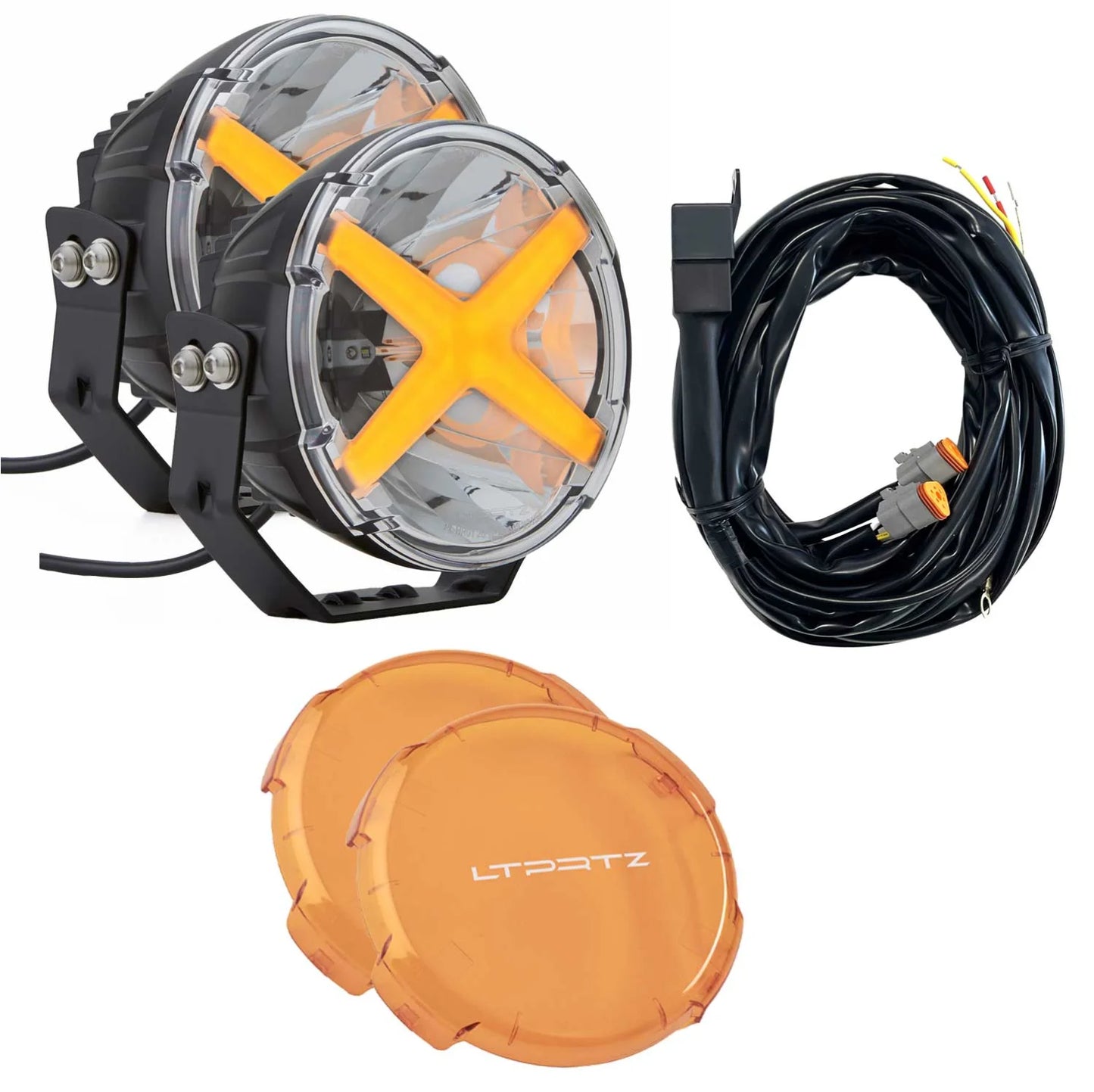 Spar-Set: 2x X-Type 7 Zoll AMBER + Kabelsatz + Abdeckkappen