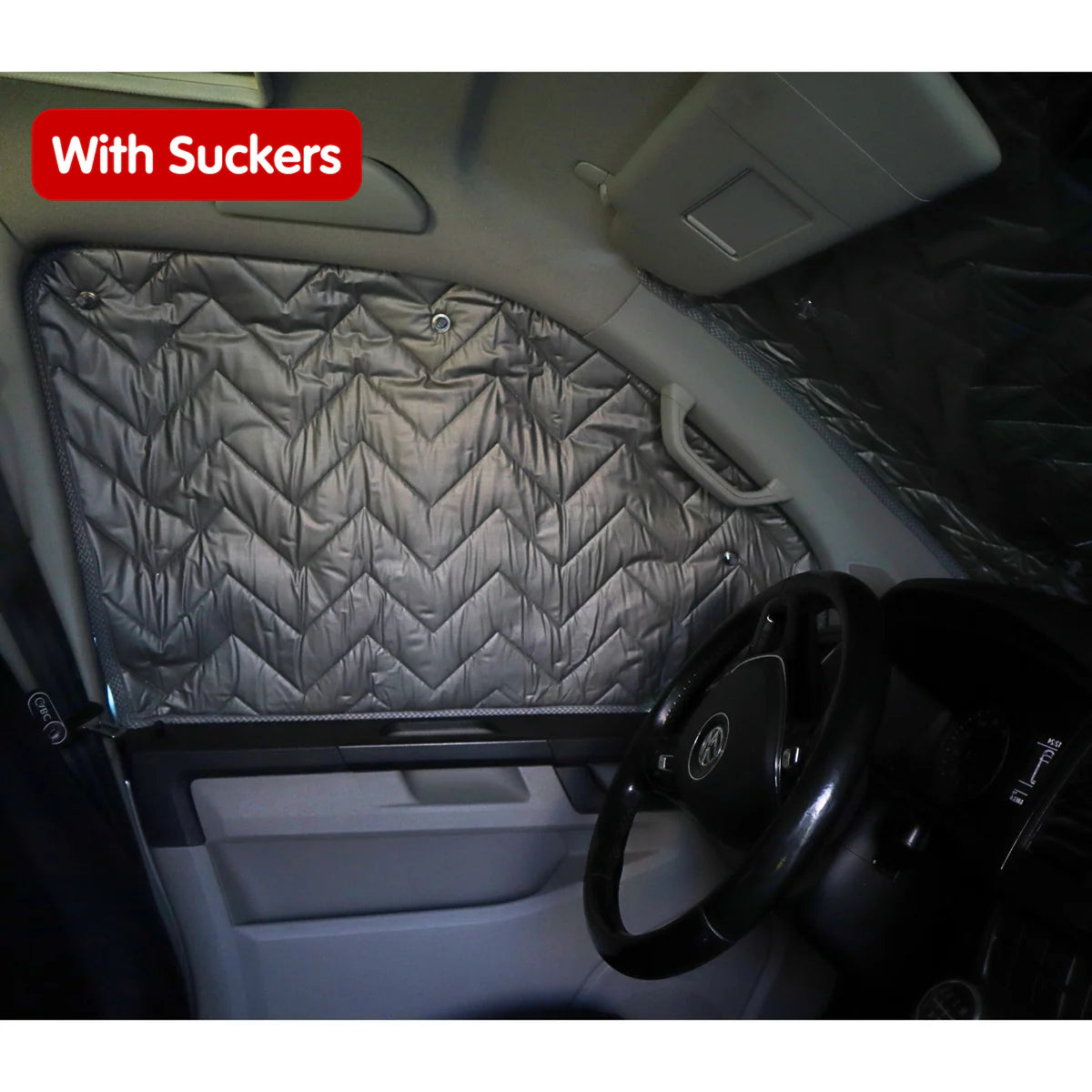 Interne Kabinen-Silbermatten mit Magneten oder Saugnäpfen für VW Transporter T5 bis T6.1, Trafic, Transit Custom & mehr