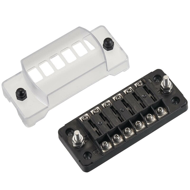 KFZ-Flachsicherungsleiste für 6 Sicherungen 20A/32V DC (Schraubanschluss)