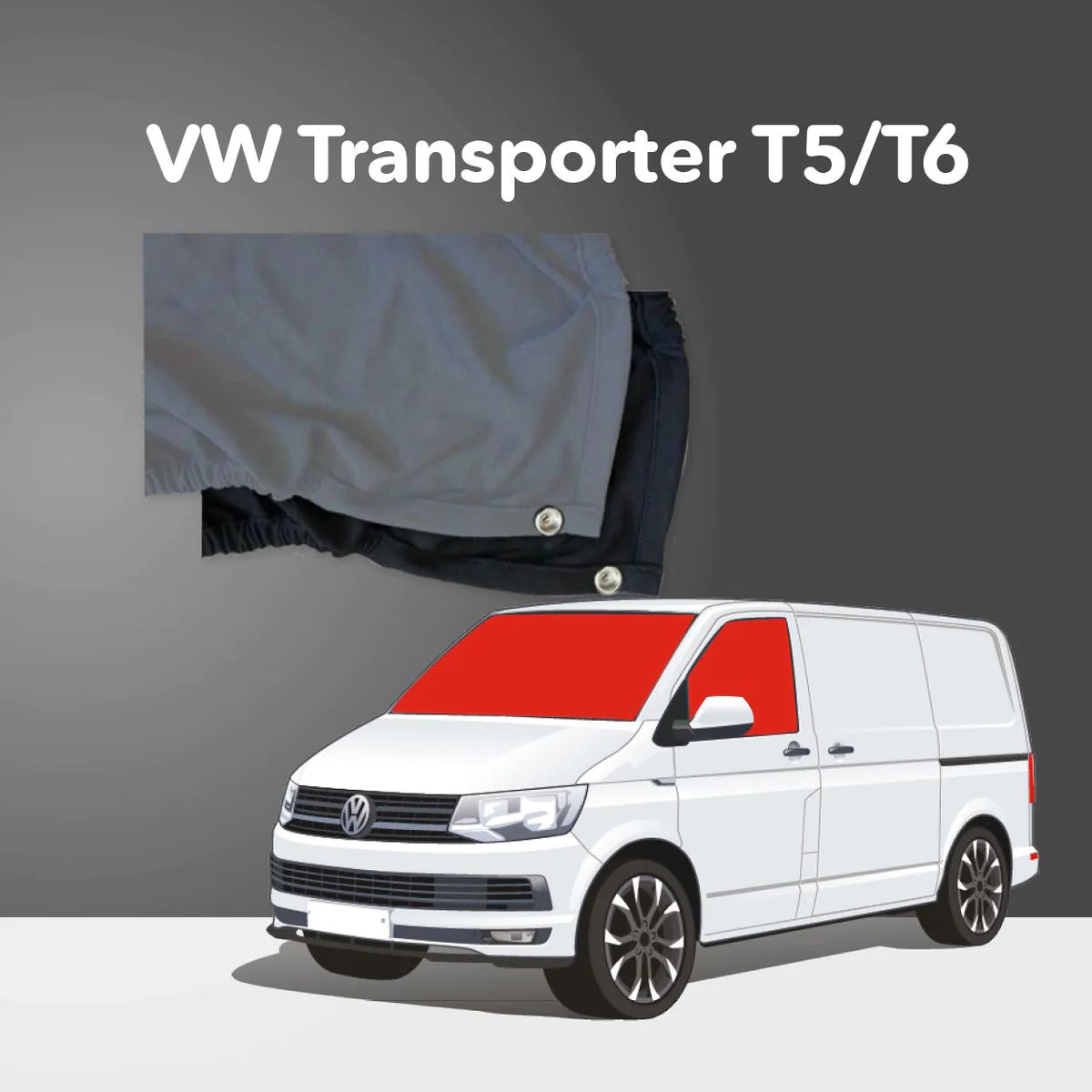 Vorhang-Satz Fahrerhausverdunkelung für den VW T5 / T6, Windschutzscheibe  und Seitenfenster