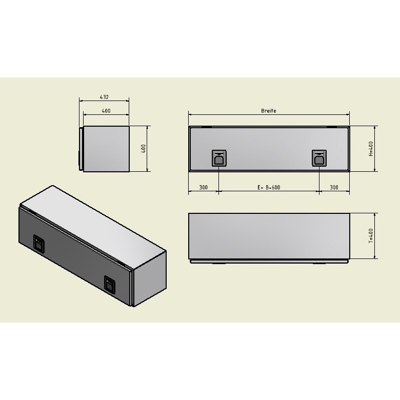 Alubox B 400/400 RAL 9005 schwarz matt