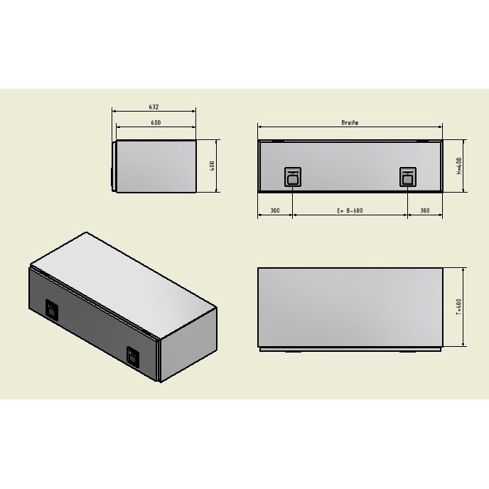 Alubox B 400/600 RAL 9005 schwarz matt