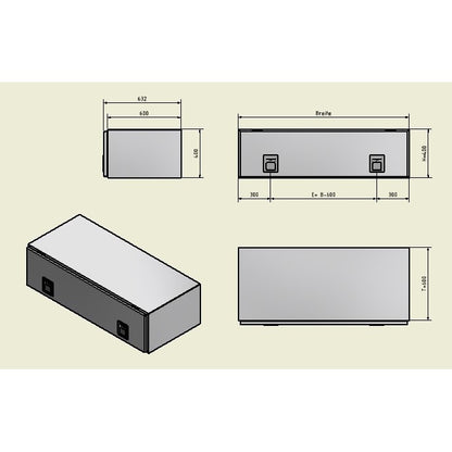 Alubox B 400/600 RAL 9005 schwarz matt