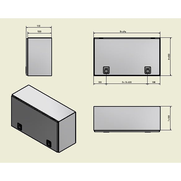 Alubox B 800/500 RAL 9005 schwarz matt
