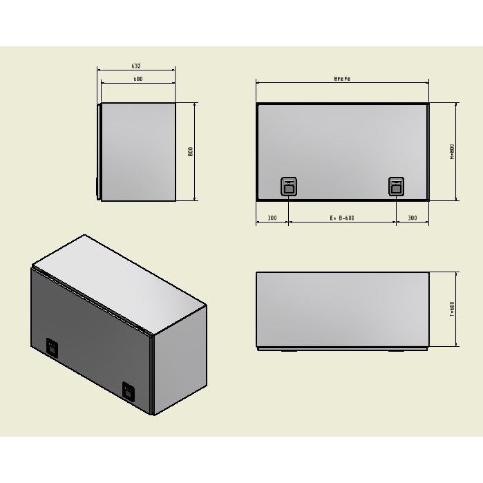 Alubox B 800/600 RAL 9005 schwarz matt