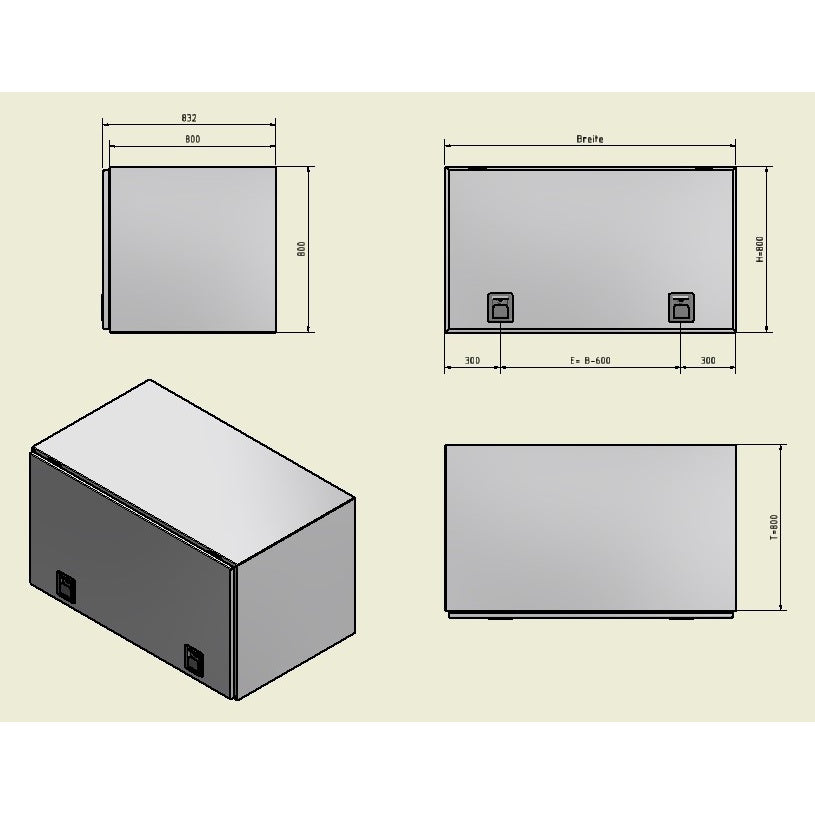 Alubox B 800/800 RAL 9005 schwarz matt