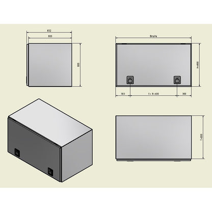 Alubox B 800/800 RAL 9005 schwarz matt
