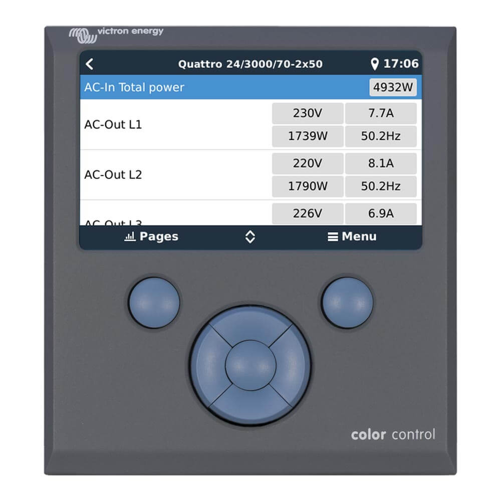 Color Control GX zur Anzeige und Konfiguation von Victron Geräten