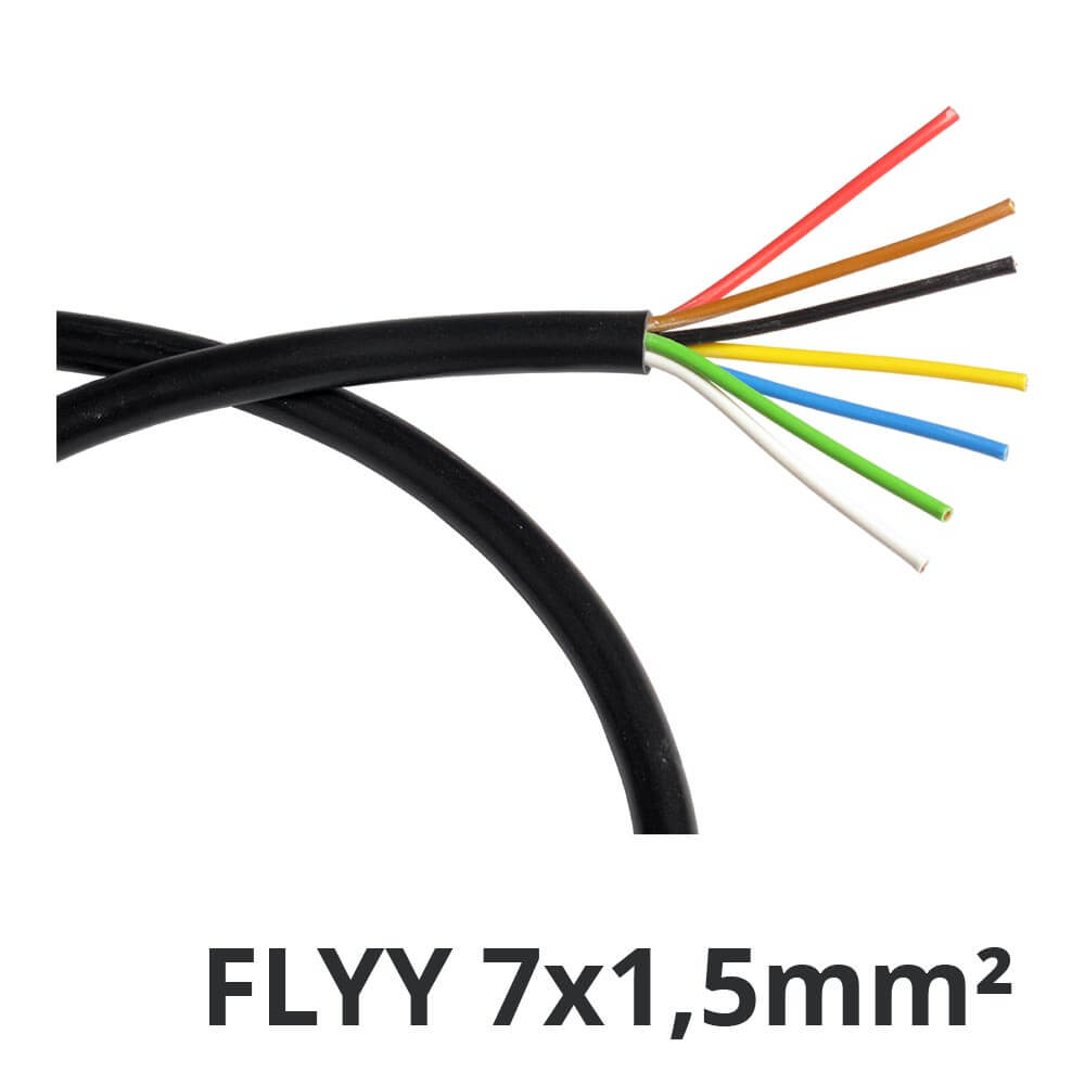 Fahrzeugleitung 5 oder 7 x1,5mm² (ge/ws/gn/br/sw), FLYY