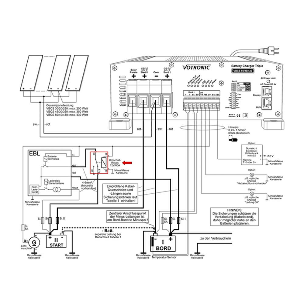 Umschaltrelais 60A 12V D+ gesteuert für VBCS Triple / EBL