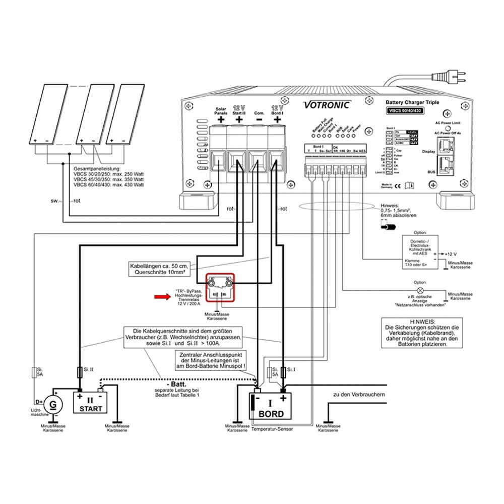 ByPass-Relais 200A 12V für Votronic Ladekombination VBCS Triple