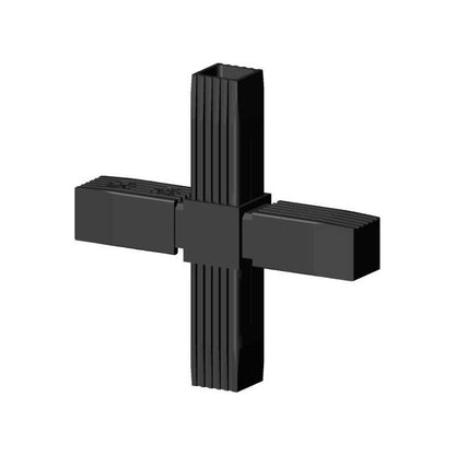 Steckverbinder (Kreuz, 2D) für Vierkantrohr; Polyamid 6 schwarz einteilig