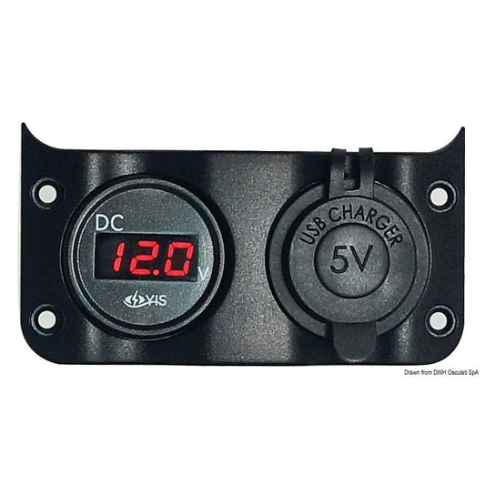 Voltmeter 3/30 V + doppelte USB-Buchse für Wave