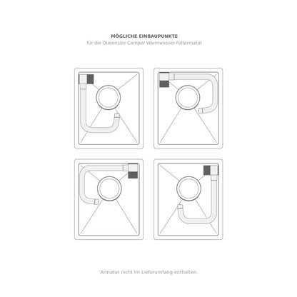 Camper-Spüle in 3 Größen aus Edelstahl, variabel montierbar