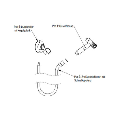 Camper-Dusche Brause mit Schlauch und Duschhalter von Queensize Camper