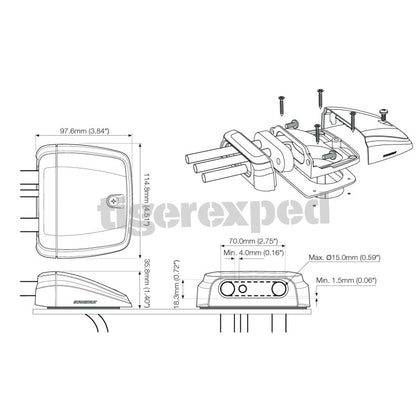 Horizontale Multi Kabeldurchführung von Scanstrut für 1-4 Kabel, bis zu Ø15mm, Kunststoff, schwarz