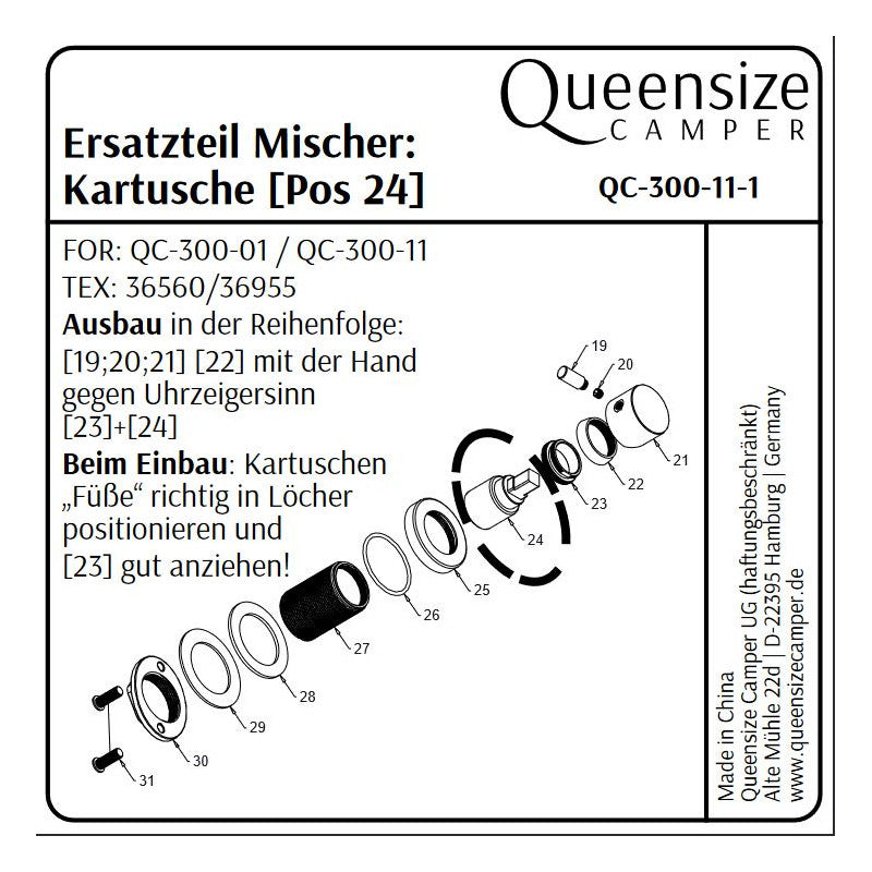Mischerkartusche für Queensize Camperdusche (Ersatzteil)