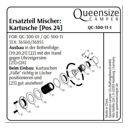 Mischerkartusche für Queensize Camperdusche (Ersatzteil)