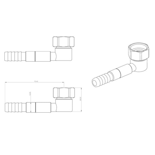 Messing Ellbogen 1/2" UM mit Quick-Fit Anschluss und 10mm