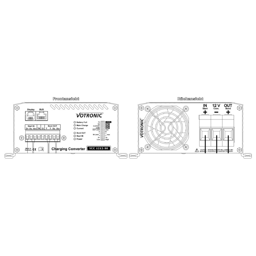 Batterie zu Batterie-Ladegerät 12V nach 12V mit 25A für Blei,- GEL, AGM und Lithiumbatterien, galvanisch getrennt