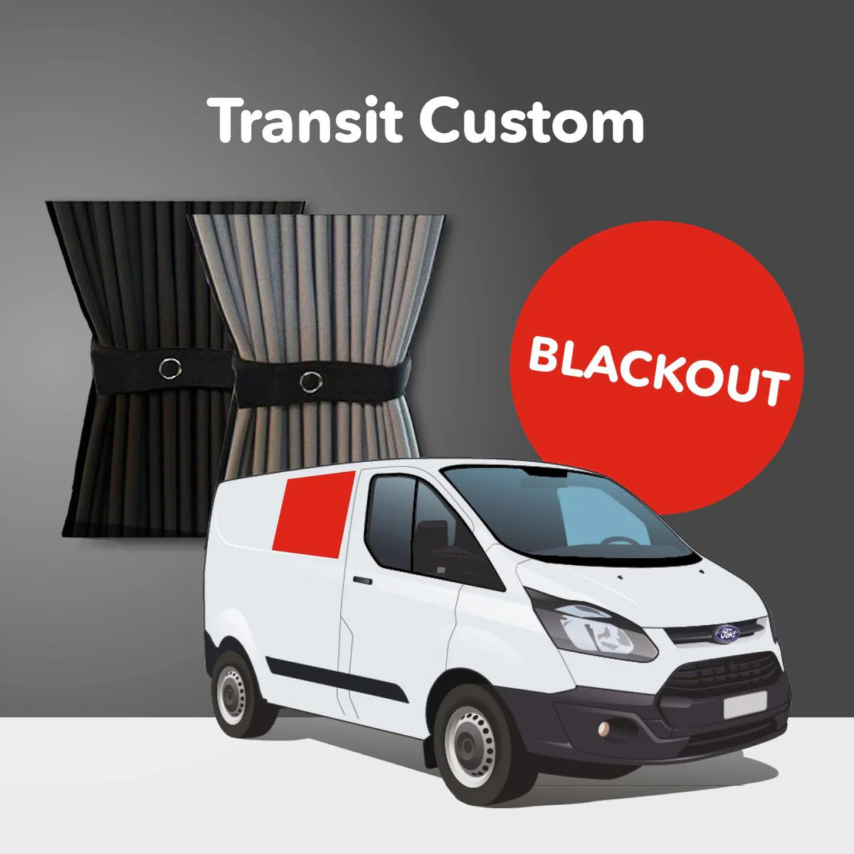 Vorhang Set für Ford Transit Custom 2013-2023 Mitte Rechts (Premium-Blackout)