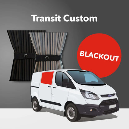 Vorhang Set für Ford Transit Custom 2013-2023 Mitte Rechts (Premium-Blackout)