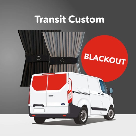 Vorhang Set für Ford Transit Custom 2013-2023 - Hintertüren (Premium-Blackout)