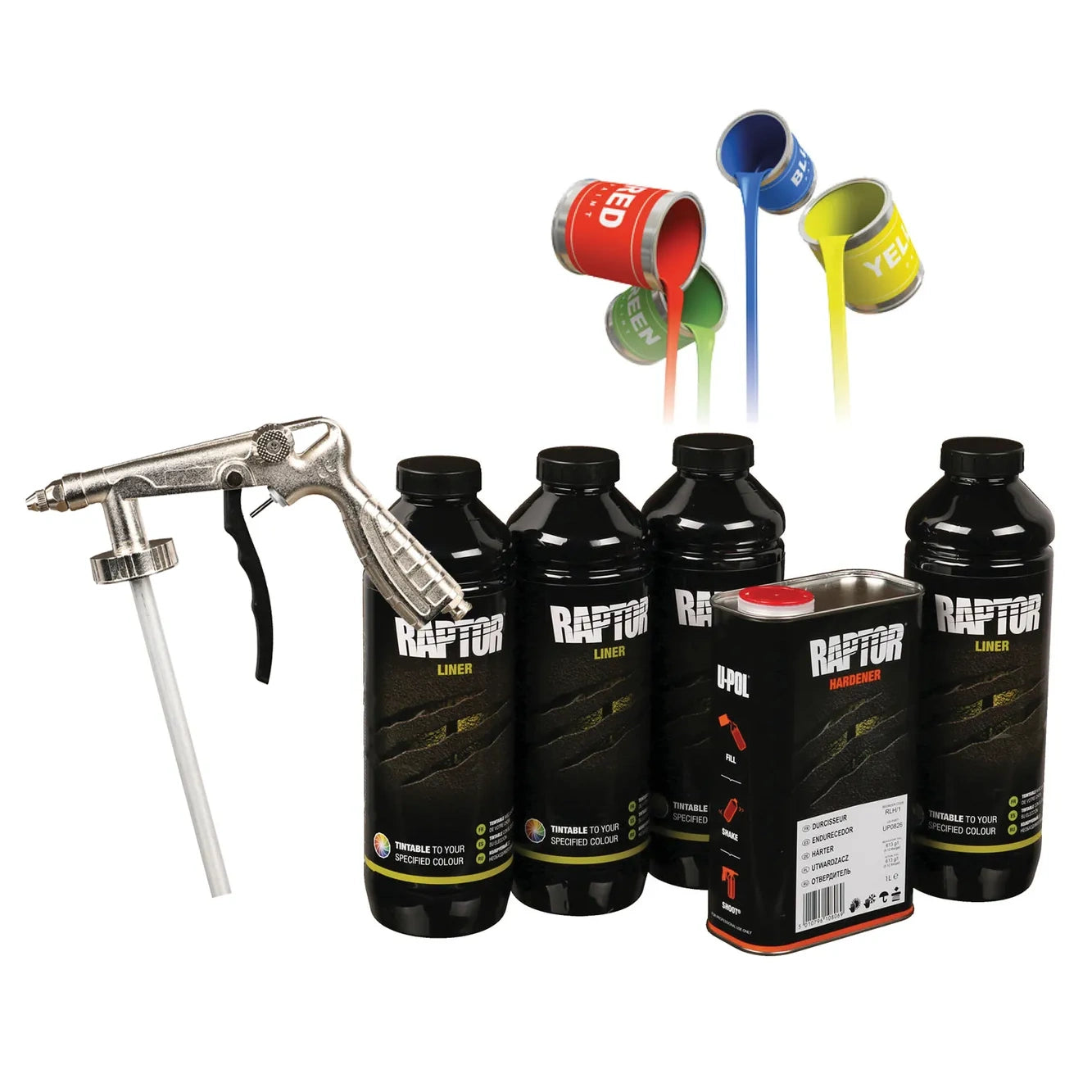 UPOL RAPTOR BESCHICHTUNG INKL. FARBE ZUM EINFÄRBEN 711 ml Raptor+Härter+100ml Farbe