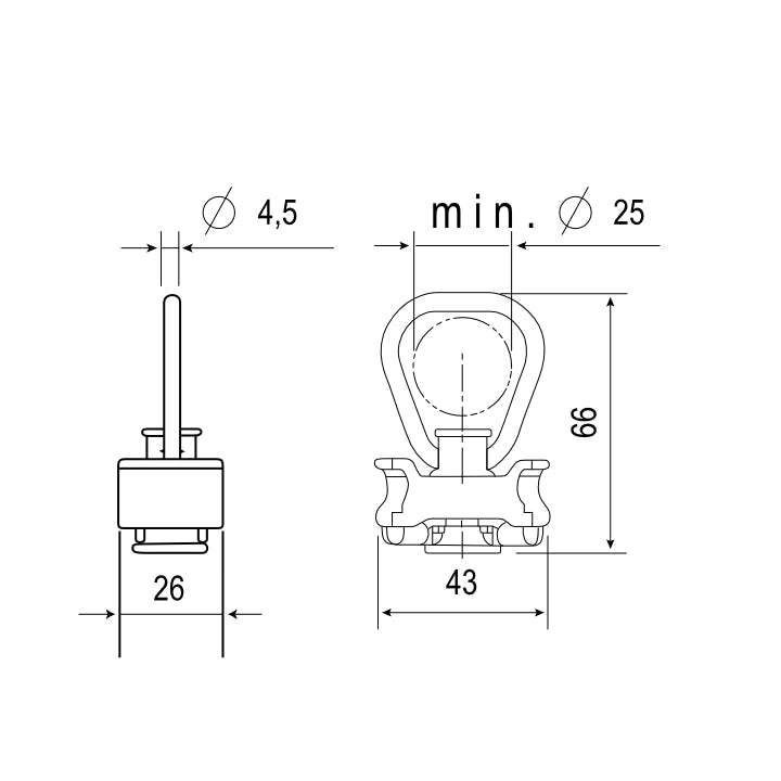 Single Stud Kunststofffitting Rot