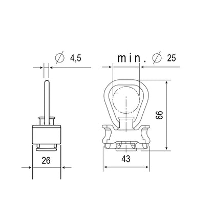 Single Stud Kunststofffitting Rot