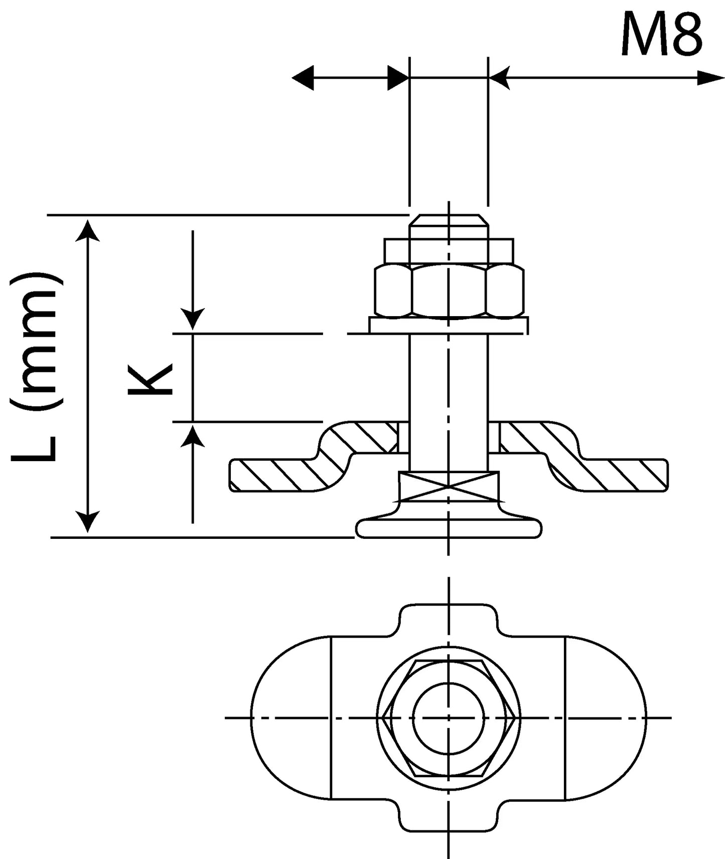 Edelstahl V2A Schraubfitting M8