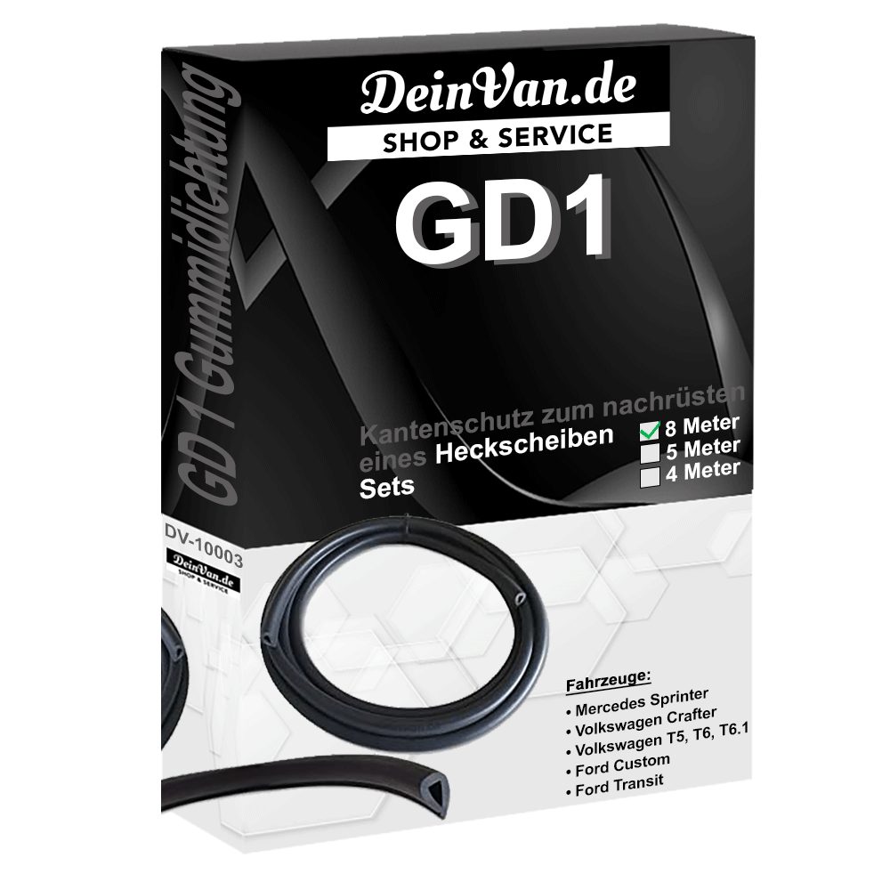GD1 - Gummidichtung für nachrüstbare Hecktürscheiben 2x4 Meter