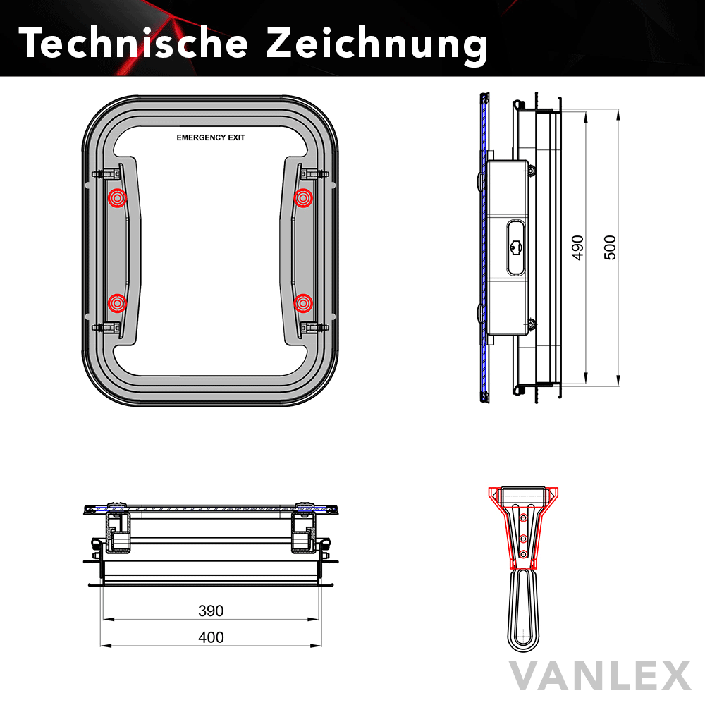 Premium Echtglas Dachluke S 40x50cm