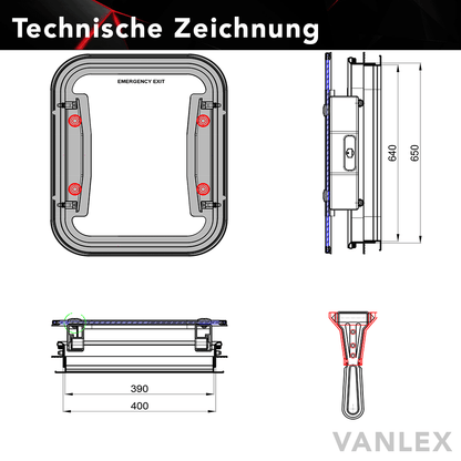 Echtglas Dachluke Dachfenster Panoramafenster M 40 x 65 cm für Vans