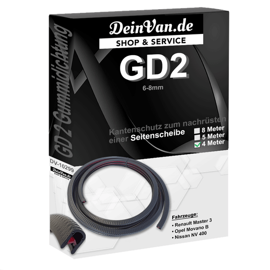 GD2 - Gummidichtung für eine nachrüstbare Seitenscheibe 4 Meter 6-8mm