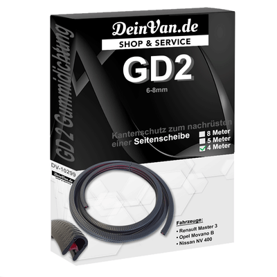 GD2 - Rubber seal for a retrofittable side window 4 meters 6-8mm