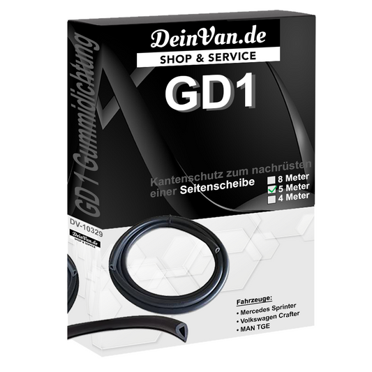 GD1 - Gummidichtung für eine nachrüstbare Seitenscheibe 5 Meter
