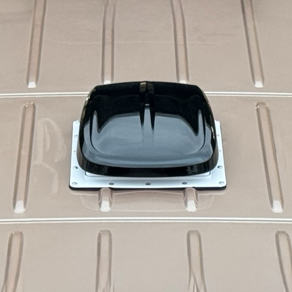 AirFlow Dachfenster 40×40 cm – schwarz mit weißem innenleben, Fernbedienung, LED, Insektenschutz & Verdunkelung