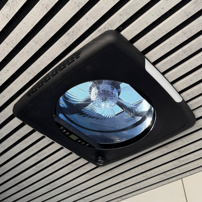 AirFlow Dachlüfter 40×40 cm – transparente Haube mit schwarzem innenleben, Fernbedienung, LED, Insektenschutz & Verdunkelung