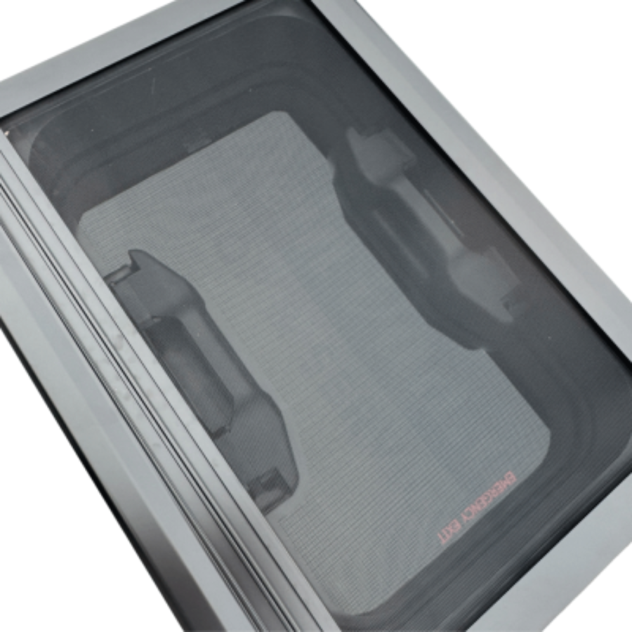 Sonnenschutz Mückenschutz Rollo für Echtglas Dachluke Alu-schwarz