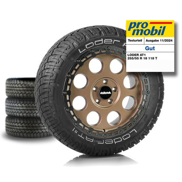 Komplettradsatz Klassik_B Rugged Bronze 18" | Loder AT1 255/55R18 für Mercedes Sprinter (ab 2018)