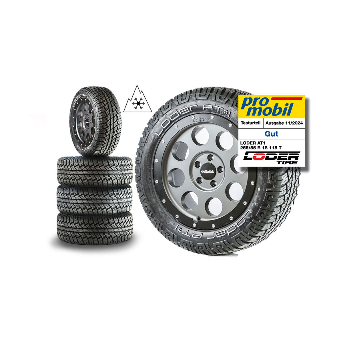 Komplettradsatz Klassik_B Gunmetal 18" mit Loder AT#1 255/55R18 für  Fiat Ducato Light, Peugeot Boxer, Citroen Jumper ab 2014 / Opel Movano ab 2021