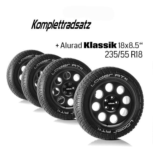 Komplettradsatz Klassik 18x8.5 mit Loder AT#1 Ford Transit - Transit Custom - Tourneo - VW New Transporter ab 2024