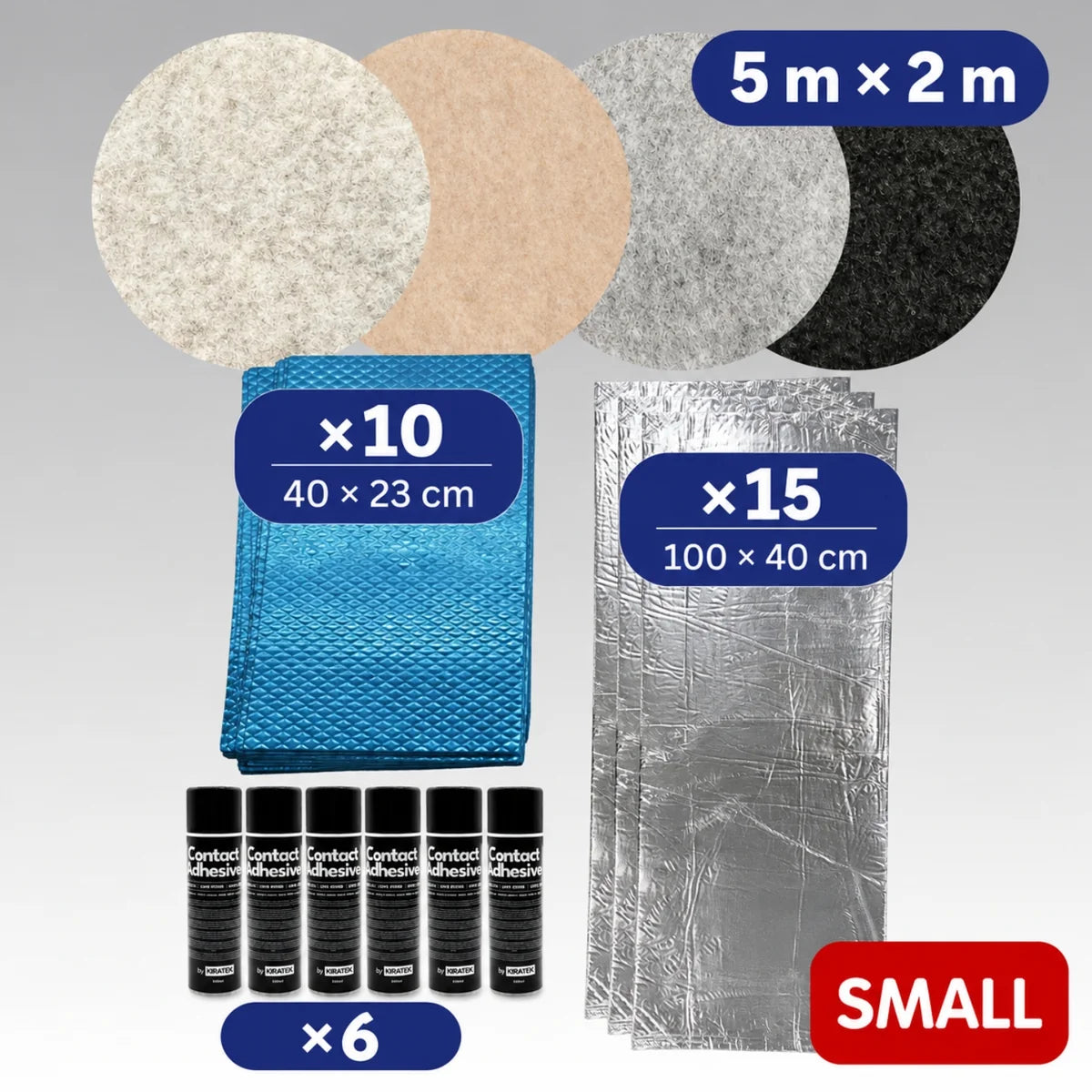 Premium Camper Dämmung & Filz Set – Alubutyl-Antidröhnmatte, Dämmmatte, Polyester Dämmung & Stretch Filz für Kastenwagen